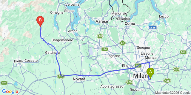 Map: Milan Linate Airport (LIN) to Locarno