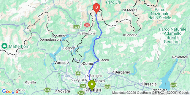Map: Milan Linate Airport (LIN) to Madesimo