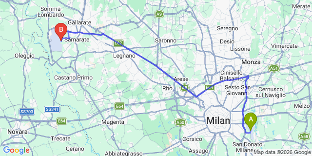 Map: Milan Linate Airport (LIN) to Malpensa