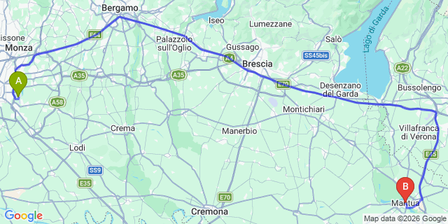 Map: Milan Linate Airport (LIN) to Mantova