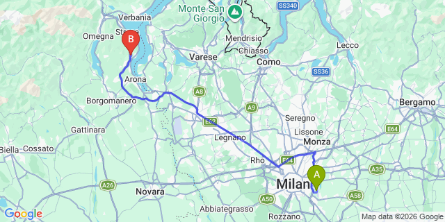 Map: Milan Linate Airport (LIN) to Massino Visconti
