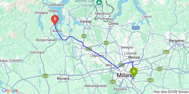 Map: Milan Linate Airport (LIN) to Meina