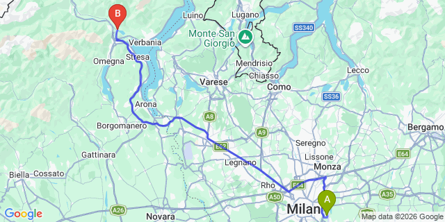 Map: Milan Linate Airport (LIN) to Mergozzo