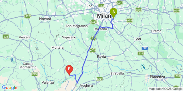 Map: Milan Linate Airport (LIN) to Mezzana Bigli