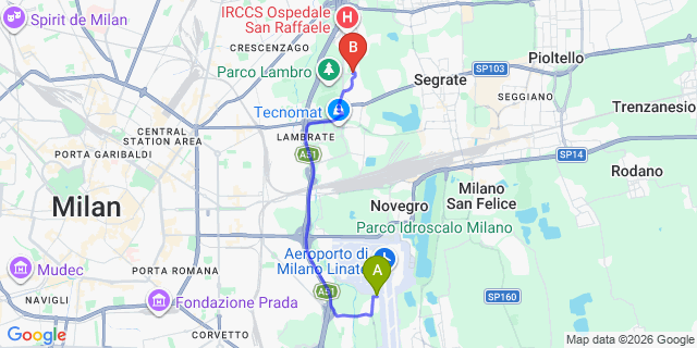 Map: Milan Linate Airport (LIN) to Milano Due