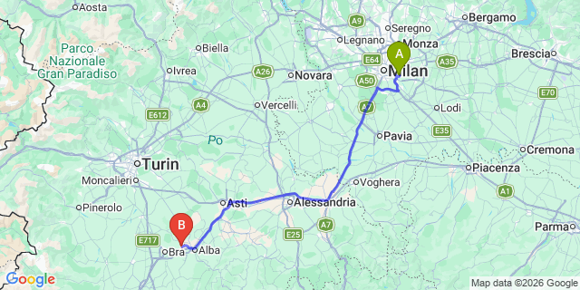 Map: Milan Linate Airport (LIN) to Monticello d Alba