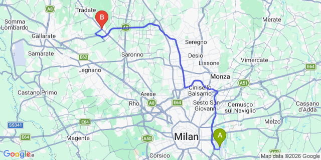 Map: Milan Linate Airport (LIN) to Mozzate