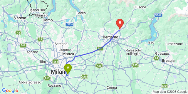 Map: Milan Linate Airport (LIN) to Nembro