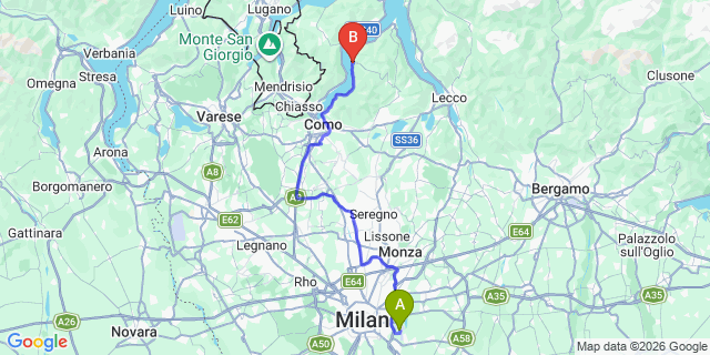 Map: Milan Linate Airport (LIN) to Nesso