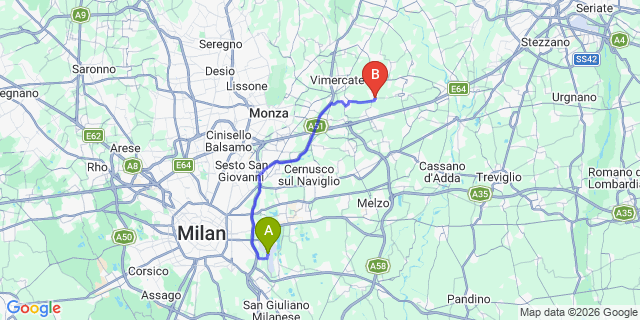 Map: Milan Linate Airport (LIN) to Ornago