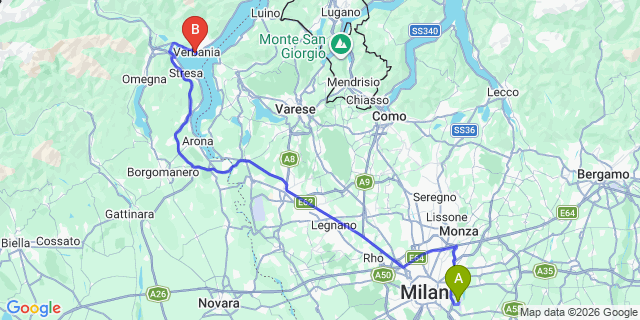 Map: Milan Linate Airport (LIN) to Pallanza