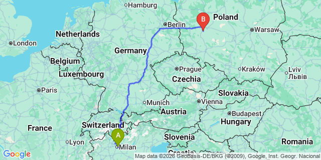 Map: Milan Linate Airport (LIN) to Pila