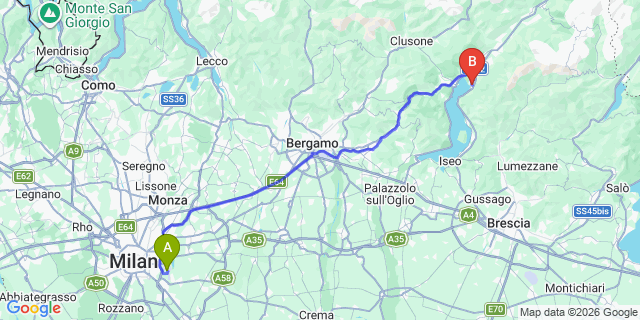 Map: Milan Linate Airport (LIN) to Pisogne