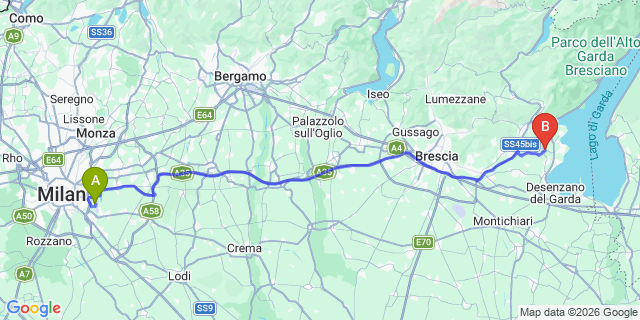 Map: Milan Linate Airport (LIN) to Polpenazze del Garda