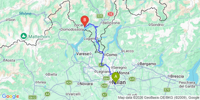 Map: Milan Linate Airport (LIN) to Porto Ronco
