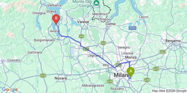 Map: Milan Linate Airport (LIN) to Ranco