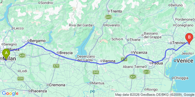 Map: Milan Linate Airport (LIN) to Rimini