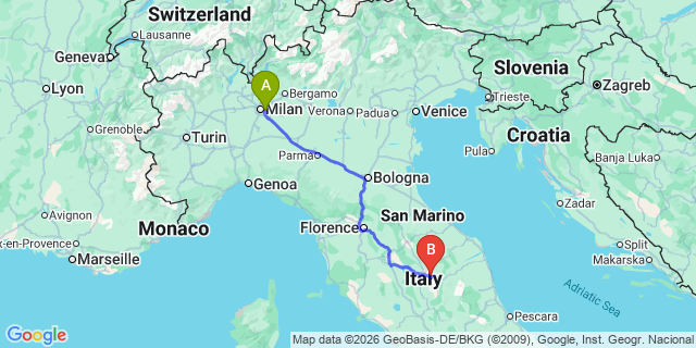 Map: Milan Linate Airport (LIN) to San Damiano