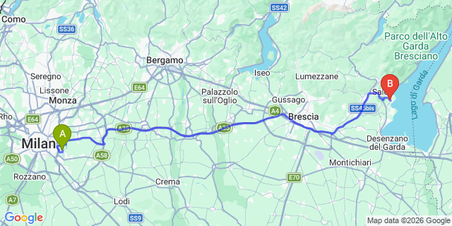 Map: Milan Linate Airport (LIN) to San Felice del Benaco