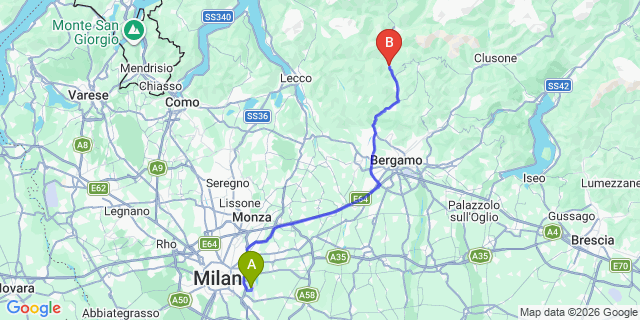 Map: Milan Linate Airport (LIN) to San Giovanni Bianco