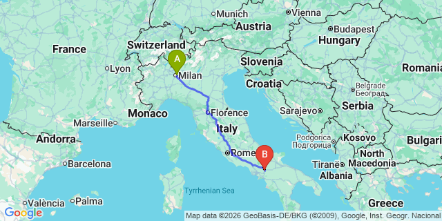 Map: Milan Linate Airport (LIN) to San Nazzaro
