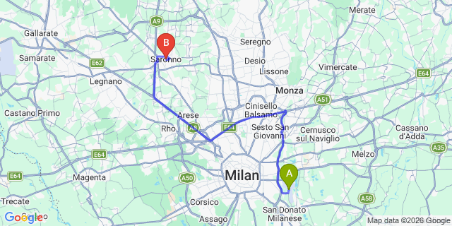 Map: Milan Linate Airport (LIN) to Saronno