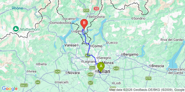 Map: Milan Linate Airport (LIN) to Savosa Paese