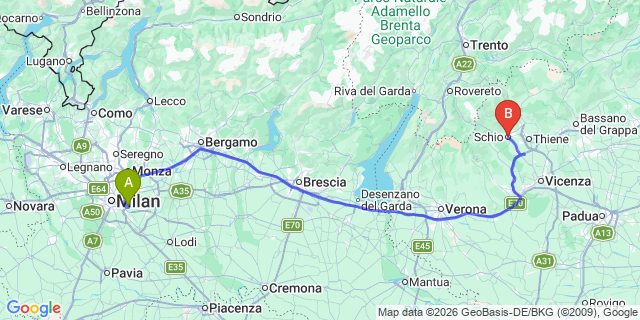 Map: Milan Linate Airport (LIN) to Schio