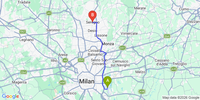 Map: Milan Linate Airport (LIN) to Seregno