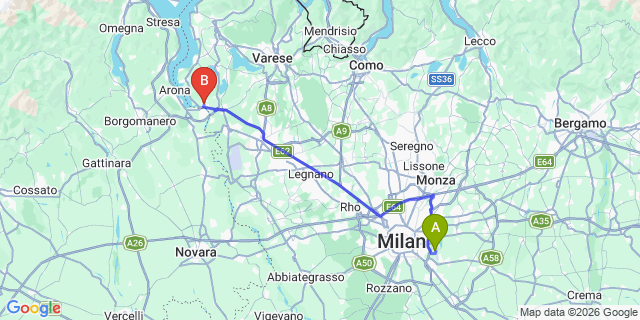 Map: Milan Linate Airport (LIN) to Sesto Calende