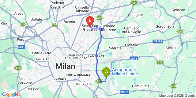 Map: Milan Linate Airport (LIN) to Sesto San Giovanni