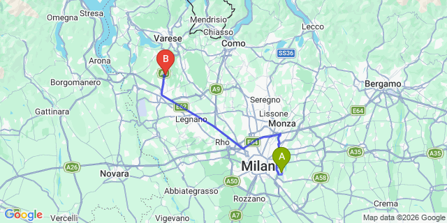 Map: Milan Linate Airport (LIN) to Solbiate Arno