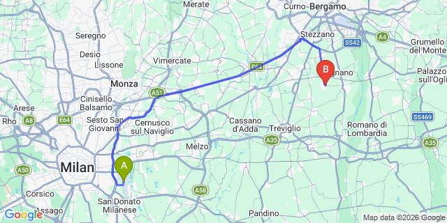 Map: Milan Linate Airport (LIN) to Spirano