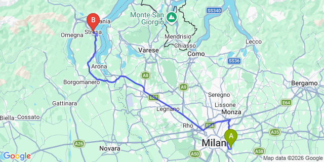 Map: Milan Linate Airport (LIN) to Stresa