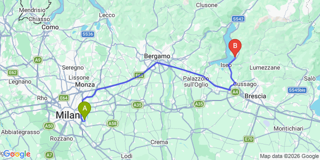 Map: Milan Linate Airport (LIN) to Sulzano