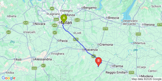 Map: Milan Linate Airport (LIN) to Tabiano Castello