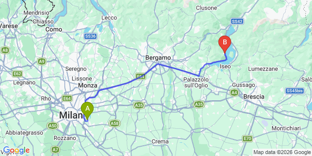 Map: Milan Linate Airport (LIN) to Tavernola Bergamasca