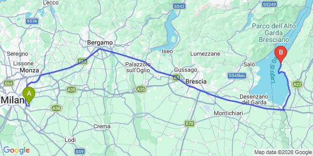 Map: Milan Linate Airport (LIN) to Torri del Benaco