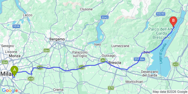 Map: Milan Linate Airport (LIN) to Tremosine