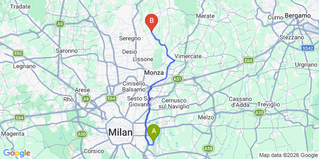 Map: Milan Linate Airport (LIN) to Triuggio