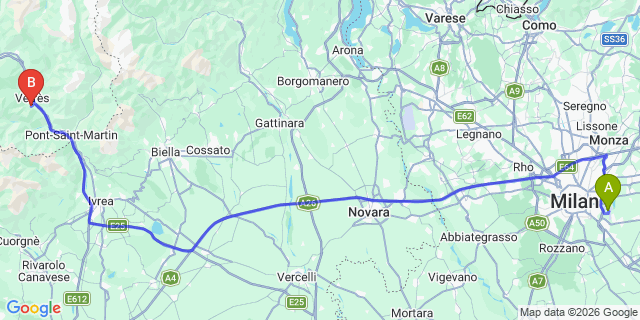 Map: Milan Linate Airport (LIN) to Turin