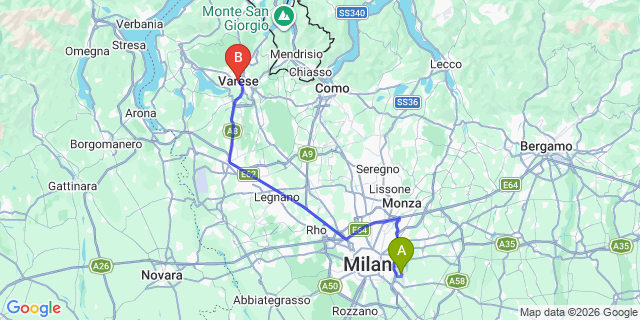 Map: Milan Linate Airport (LIN) to Varese