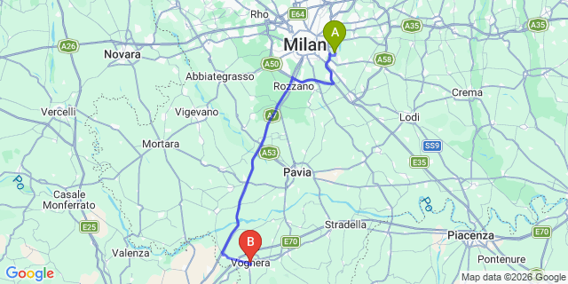 Map: Milan Linate Airport (LIN) to Voghera