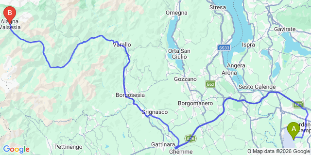 Map: Milan Malpensa Airport (MXP) to Alagna