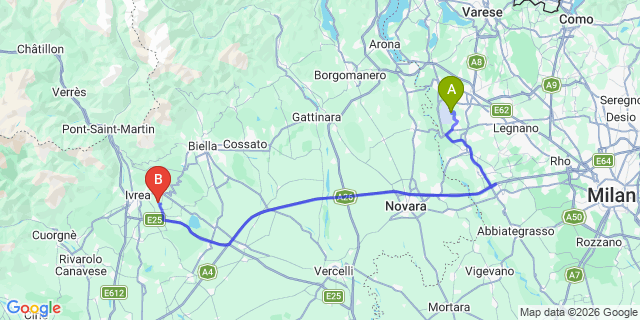 Map: Milan Malpensa Airport (MXP) to Alagna Valsesia