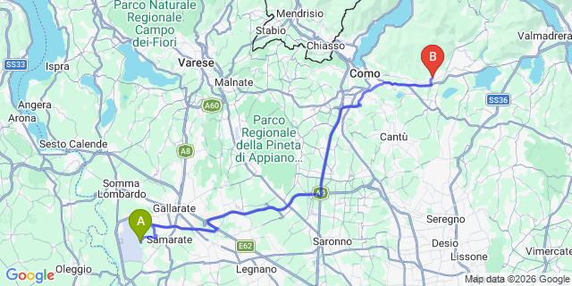 Map: Milan Malpensa Airport (MXP) to Albavilla
