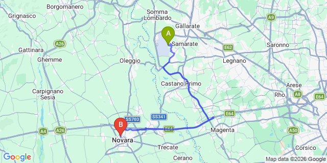 Map: Milan Malpensa Airport (MXP) to Alessandria
