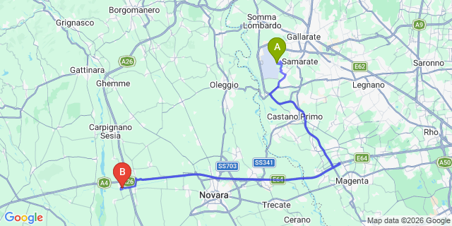 Map: Milan Malpensa Airport (MXP) to Armeno