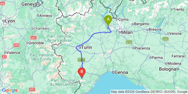 Map: Milan Malpensa Airport (MXP) to Artesina