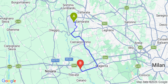 Map: Milan Malpensa Airport (MXP) to Ascona